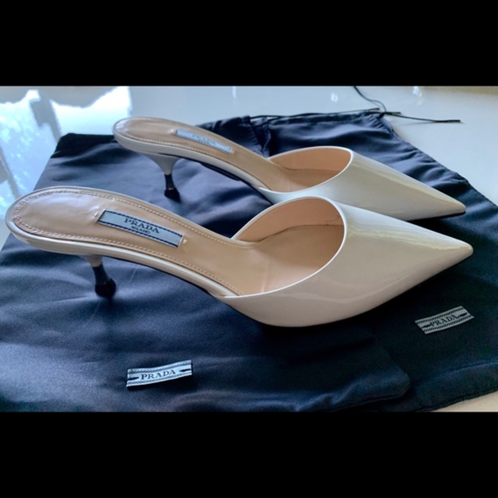 NWOT Prada white Mule kitten heel - Picture 3 of 8